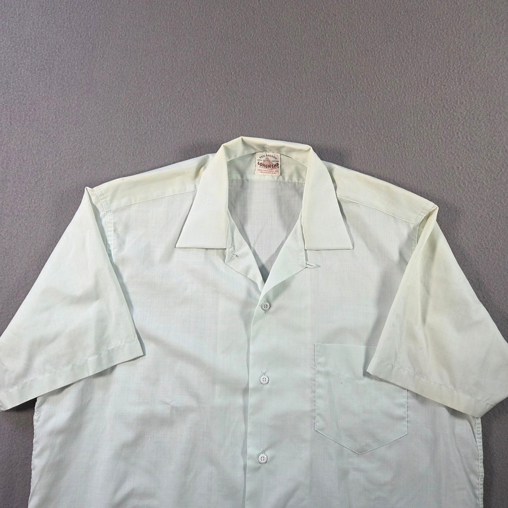 Vintage Loop Collar Shirt Mens Large 15.5 Mint Short Sleeve Longwear USA 60s 70s